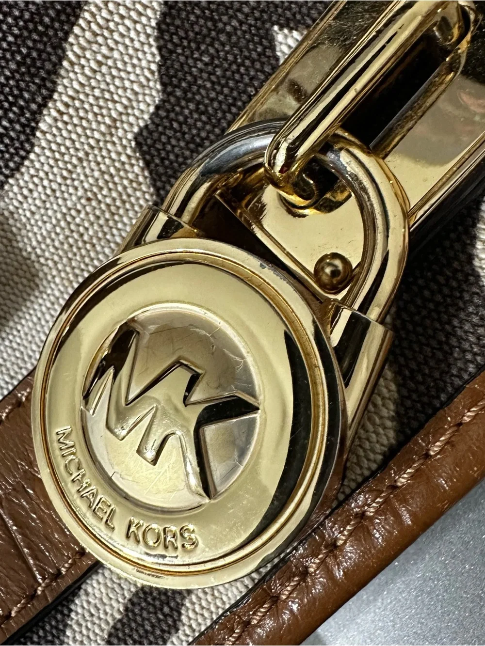 Michael Kors Hamilton Zebra Print Canvas Leather Tote Bag